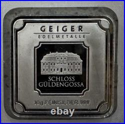 10g Geiger Edelmetalle. 999 Pure Silver Square Bar In Enclosed Assay Capsule