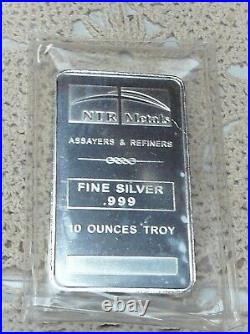 10oz. 999 Fine Solid Silver Bar. In Factory Sealed plastic pouch B