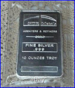 10oz. 999 Fine Solid Silver Bar. In Factory Sealed plastic pouch I