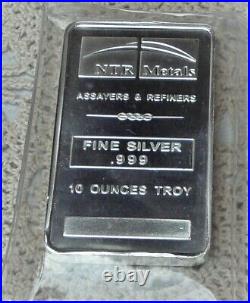 10oz. 999 Fine Solid Silver Bar. In Factory Sealed plastic pouch O