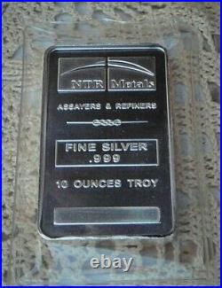 10oz. 999 Fine Solid Silver Bar. In Factory Sealed plastic pouch T