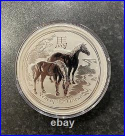 10oz Year Of The Horse 2014.999 Solid Silver Coin, Perth Mint Lunar Series 2