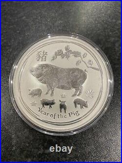 10oz Year Of The Pig 2019.9999 Solid Silver Coin, Perth Mint Lunar Series 2