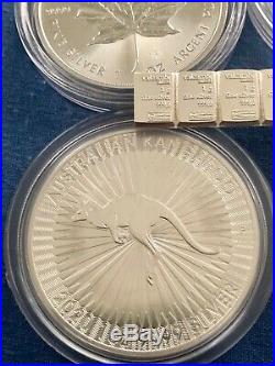 10x 1oz Solid. 9999 Silver Australian Kangaroo 2020 Bullion Coin FREE SILVER BAR