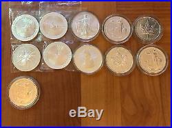11oz mixed 1oz silver coins Funnelweb, Britania, Maple all 999 solid silver