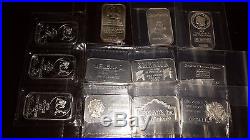12 bars 1oz solid silver 1960s to 2000s