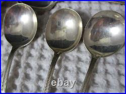 12 sterling silver bullion/chocolate round bowl spoons 4.25 144.7g mono W or M