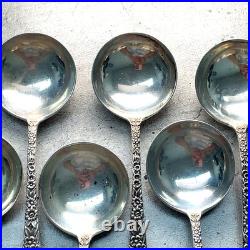 12pc Vintage S. Kirk & Son Sterling Silver Repousse Bullion Spoon