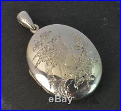 1879 Victorian Aesthetic Movement Large Solid Silver Locket Pendant