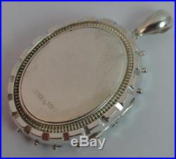 1880 Victorian Striking Floral Engraved Solid Silver Locket & Collerette Chain