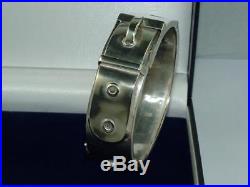 1882 Victorian Solid Sterling Silver Buckle Bangle Bracelet