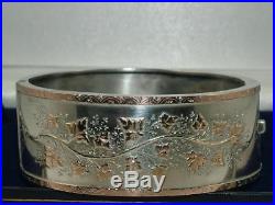 1885 VICTORIAN WIDE 9ct GOLD ON SOLID SILVER HINGED BANGLE BRACELET 33 g NICE