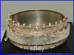 1885 VICTORIAN WIDE SOLID SILVER HINGED BANGLE BRACELET BOXED ORIGINAL 44 g