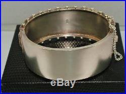1885 VICTORIAN WIDE SOLID SILVER HINGED BANGLE BRACELET BOXED ORIGINAL 44 g