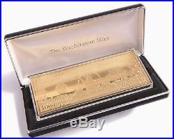 18K Gold Plated ONE MILLION DOLLAR 4oz solid silver bar Limited Edition