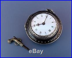 18th Century London Verge Fusee with triple case (2 in SOLID SILVER), Nice Key