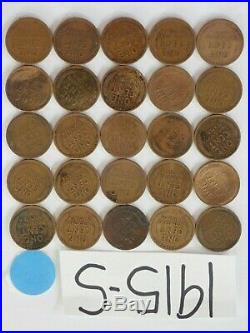 1915-s Cent Half Roll Solid Date =25 Lincoln Wheat Pennies (8 Items Ship Free)