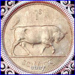 1968 Irish Ireland 1 Shilling Bull BU Coin Solid Sterling Silver Necklace NEW