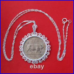 1968 Irish Ireland 1 Shilling Bull BU Coin Solid Sterling Silver Necklace NEW