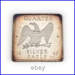 1969 Vintage Foster 1/4oz. 999 Quarter Silver Eagle Walla Walla Bar Square Toned