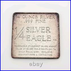 1969 Vintage Foster 1/4oz. 999 Quarter Silver Eagle Walla Walla Bar Square Toned