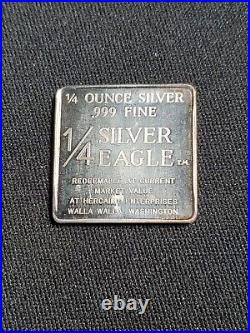 1969 Walla Walla Quarter Silver Eagle 1/4oz. 999 Silver Square Bar 0.25 Ozt Rare