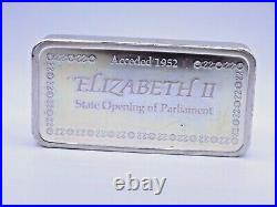 1972 English Solid Silver Ingot Bar Elizabeth II State Opening of Parliament 68G