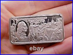 1972 English Solid Silver Ingot Bar George II Robert Clive the Battle of Plassy