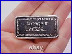 1972 English Solid Silver Ingot Bar George II Robert Clive the Battle of Plassy