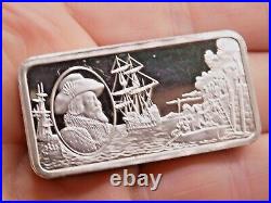 1972 English Solid Silver Ingot Bar James I The Sailing of The Mayflower 1620