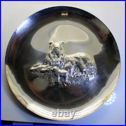 1972 Lincoln Mint Mother's Day Plate Solid Sterling Silver 925, Dog with Pups