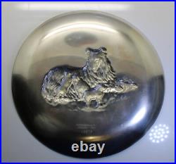 1972 Lincoln Mint Mother's Day Plate Solid Sterling Silver 925, Dog with Pups