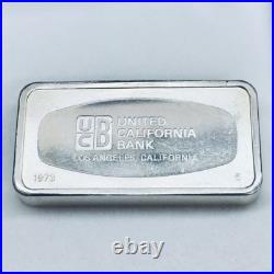 1973 United California Bank Franklin Mint 1000 Grains Solid Sterling Silver Bar