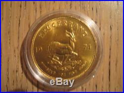 1974 1oz Solid Gold Krugerrand Genuine Coin In Capsule