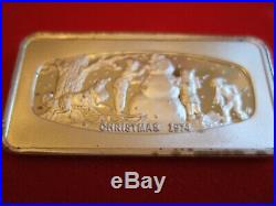 1974 Franklin Mint Christmas THE SNOWMAN Proof Solid Silver Ingot 1000 Grain