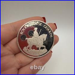 1977 Solid 925 Silver Royal Horse Guards Queens Guards Medal Coin 44.8g