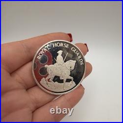 1977 Solid 925 Silver Royal Horse Guards Queens Guards Medal Coin 44.8g