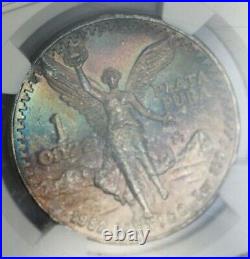1982 NGC Mexico Silver Libertad MS65 Solid Neon Rainbow Toned