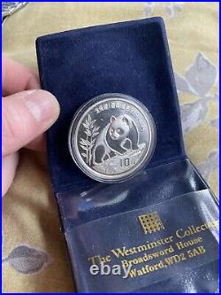 1990 RARE China Panda 10 Ten Yuan Solid. 999 Silver 1oz Coin UK BULLION Capsule