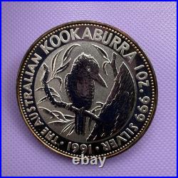 1991 Australia Kookaburra 1 oz. 999 Silver Coin Key Date BU Perth Square Capsu