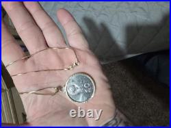 1991 Russian. 999 Palidion Coin With 24 Kt Gold. 8mm Solid Chain With Lobster