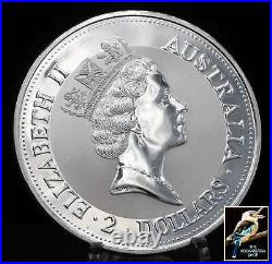 1992 Australian Kookaburra 2 oz. 999 Silver with Perth Mint Square Capsule BU