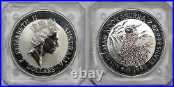 1992 Australian Kookaburra 2oz Silver Bullion Coin in Perth Mint Square Capsule