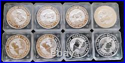 1993 Perth Mint Kookaburra 1oz silveR coins in RARE block of 8 square capsule