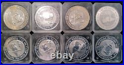 1993 Perth Mint Kookaburra 1oz silveR coins in RARE block of 8 square capsule