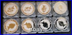 1993 Perth Mint Kookaburra 1oz silveR coins in RARE block of 8 square capsule