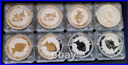 1993 Perth Mint Kookaburra 1oz silveR coins in RARE block of 8 square capsule