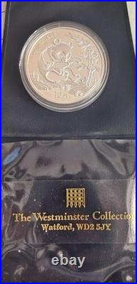 1994 China Panda 10 Yuan 30g 1oz. 999 Solid Silver Coin In Protective Capsule