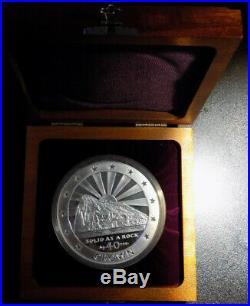 1994 Gibraltar 40 Crowns 40 oz Solid as a Rock. 999 fine silver giant coin