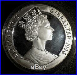 1994 Gibraltar 40 Crowns 40 oz Solid as a Rock. 999 fine silver giant coin